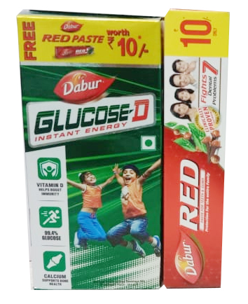 Dabur Glucose-D , 75g+ Free Rs.10 BaeFresh Gel 